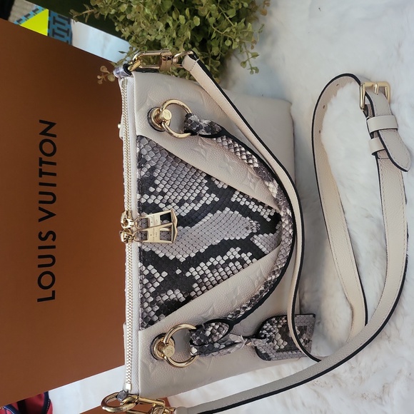 LOUIS VUITTON Creme Empreinte Monogram Leather Python V BB Tote Bag - RARE - Picture 9 of 14